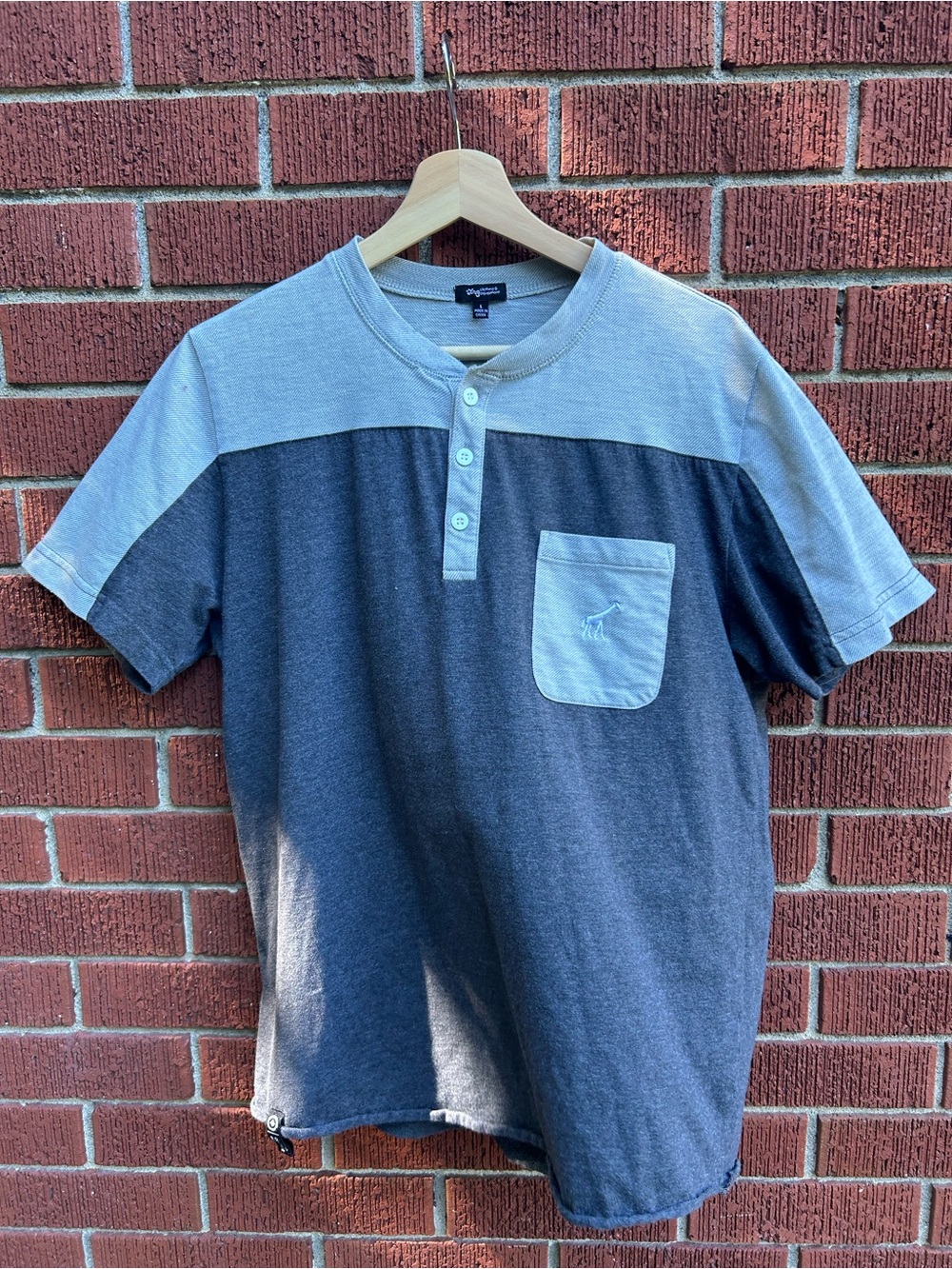 LRG Lifted Research Group Color Block Henley T-Shirt Men’s Large Streetwear Grey